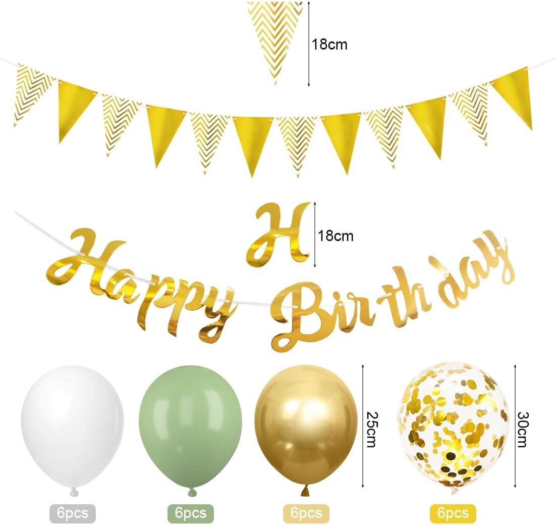 Salbeigrüne 40. Geburtstagsdeko mit Luftballons und Girlande