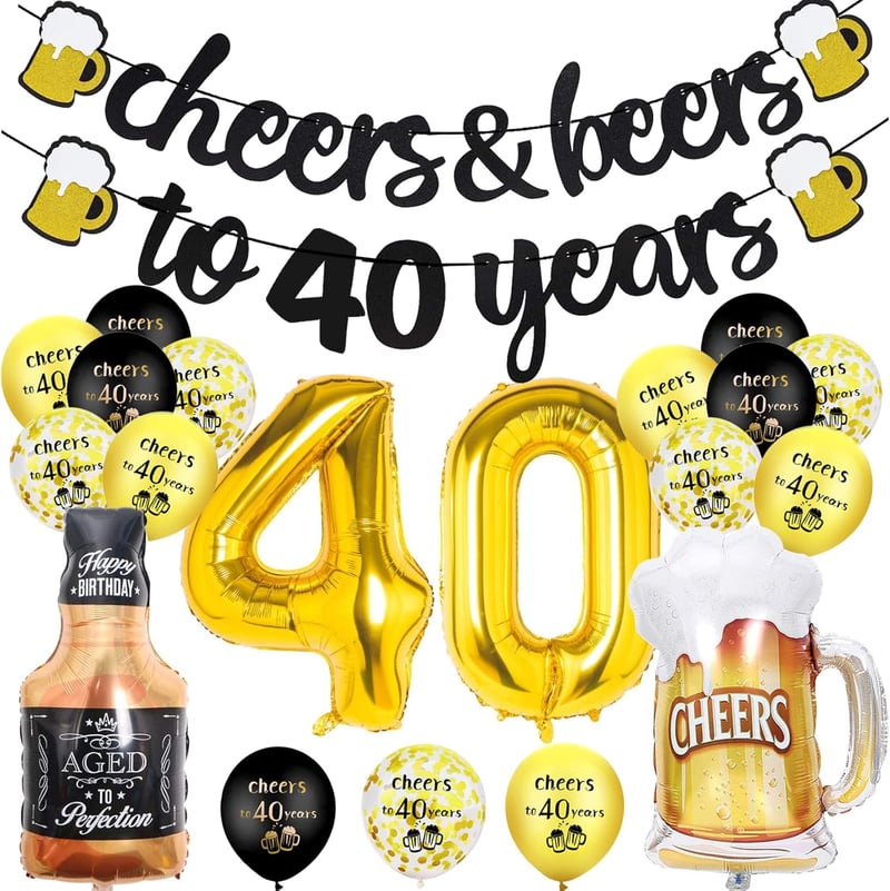 Jubiläumsdeko zum 40. Geburtstag mit Schwarz-Gold-Elementen