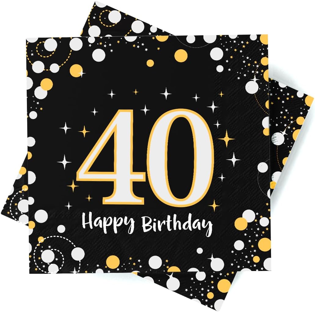 Servietten 40. Geburtstag, 30 Stück, 3-lagig für Männer und Frauen