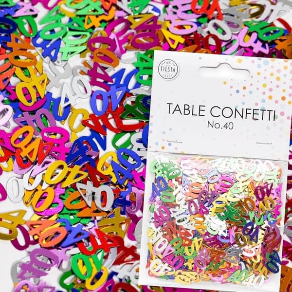 Konfetti Zahl 40 für den 40. Geburtstag, metallic-bunt, 500 Stück