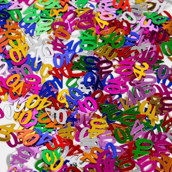 Konfetti Zahl 40 für den 40. Geburtstag, metallic-bunt, 500 Stück