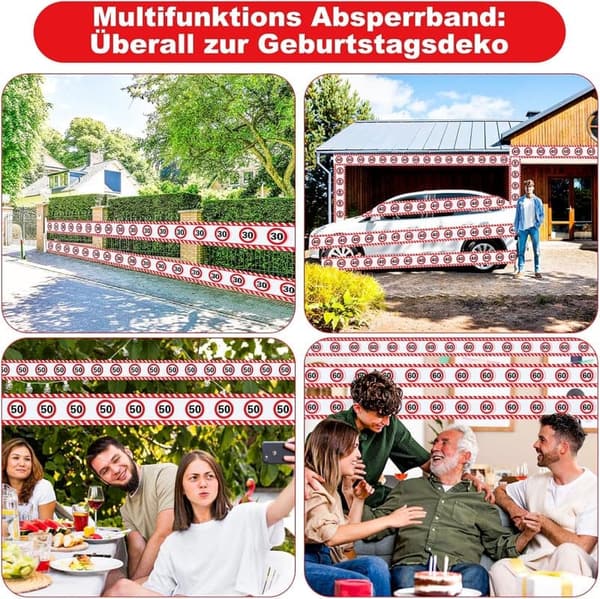 Deko-Absperrband 40. Geburtstag, 20 m für Männer und Frauen