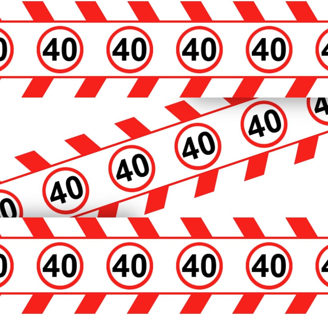 40. Geburtstag Deko - Absperrband rot/weiß für Männer und Frauen