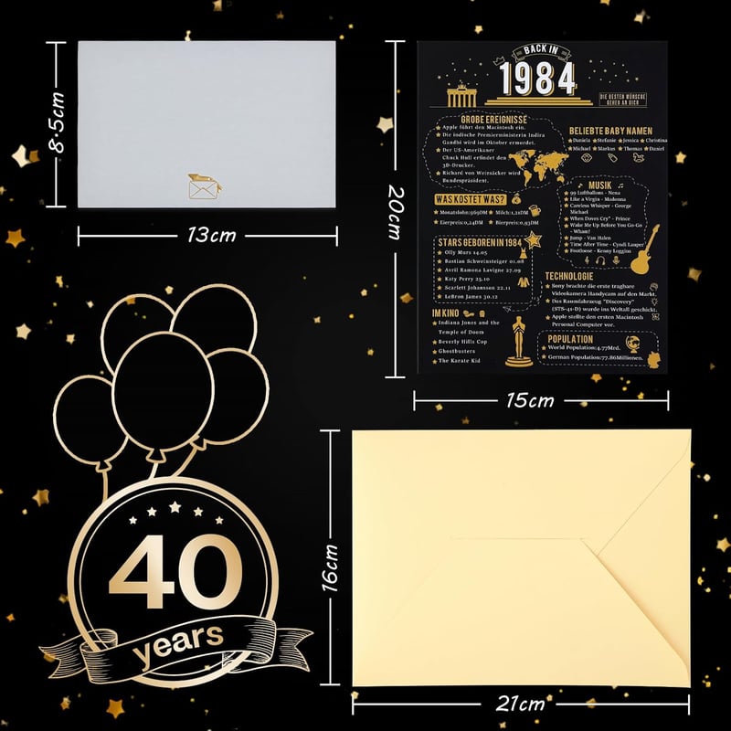 40. Geburtstag Pop-Up Karte für Männer und Frauen, 3D Grußkarte