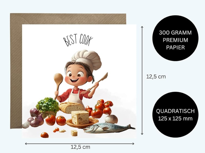 Geburtstagskarte für Kochliebhaber mit Umschlag – 125 x 125 mm