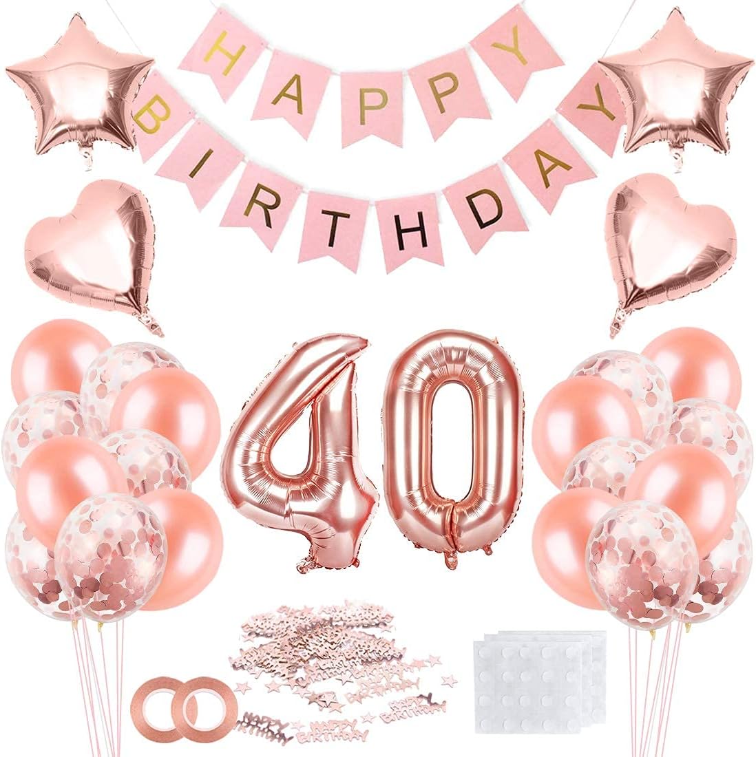 40. Geburtstag Deko-Set für Frauen in Roségold mit Ballons und Banner