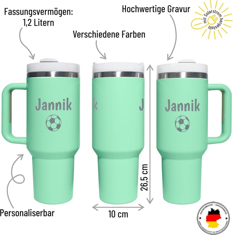 Personalisierter Thermobecher mit Gravur und Symbol – 1,2 l Mint