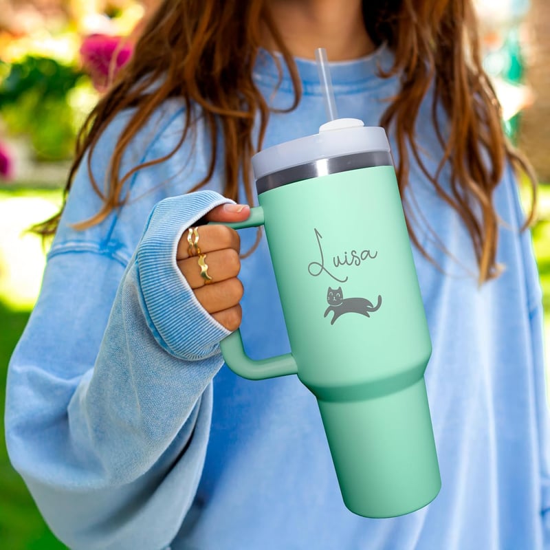 Personalisierter Thermobecher mit Gravur und Symbol – 1,2 l Mint