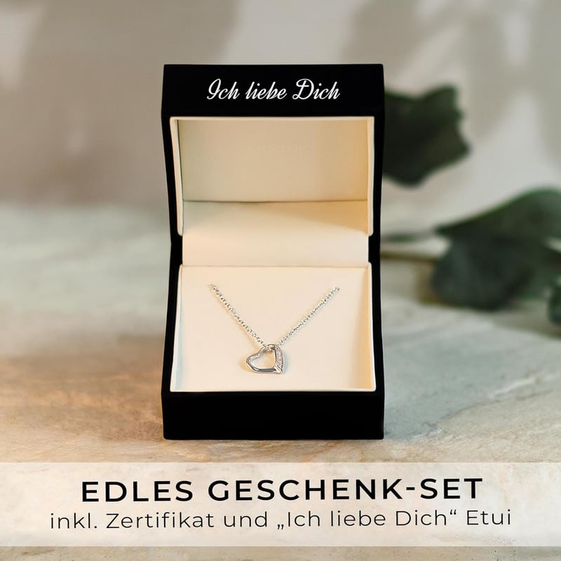 Herzkette aus 925er Silber mit verstellbarem Anhänger für Damen
