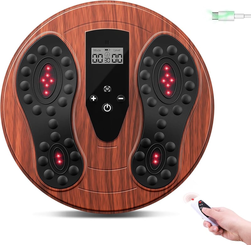 Rotlichttherapie Durchblutungsstimulator für Füße und Beine, EMS/TENS Massagegerät mit 4 Elektrodenpads