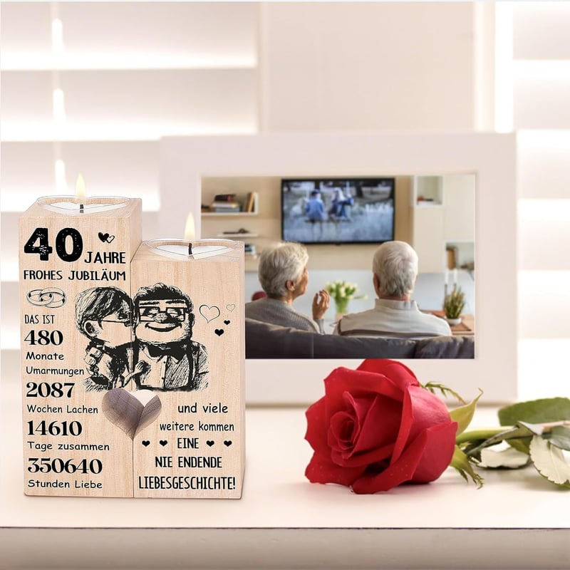 Rubinhochzeit Kerzenständer für Paare - Geschenk zum 40. Hochzeitstag