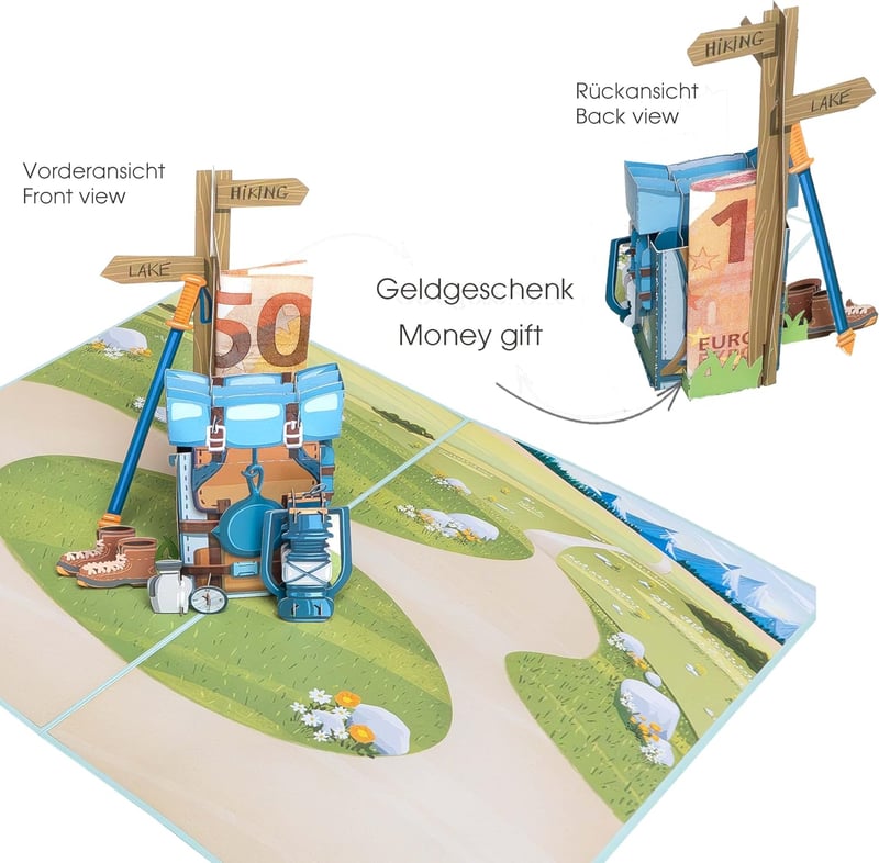 3D Geburtstagskarte Wandern | Gutschein für Männer und Frauen