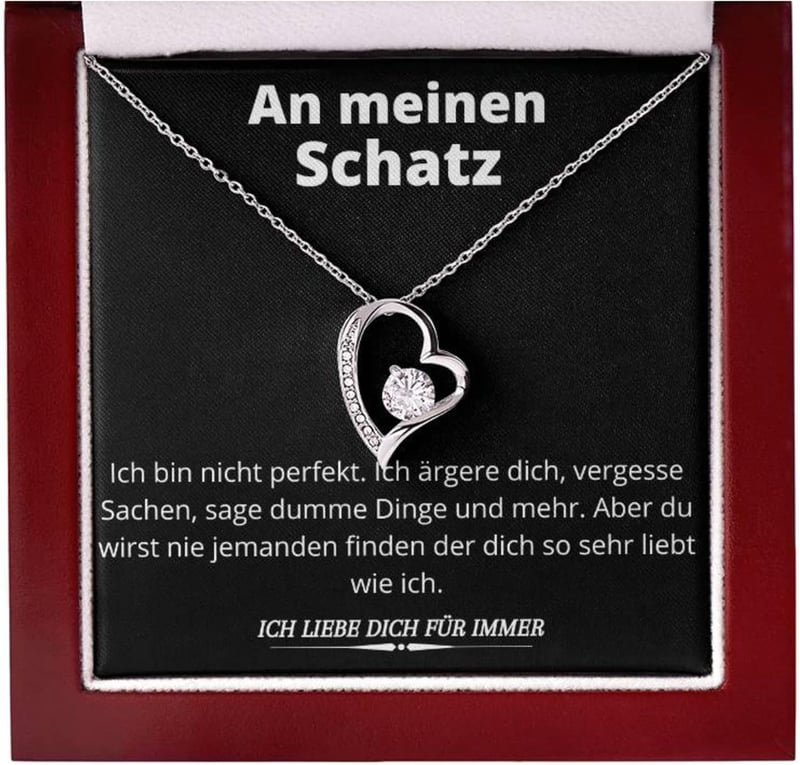 Herz-Kette für Frauen - Geburtstagsgeschenk mit LED Geschenkbox