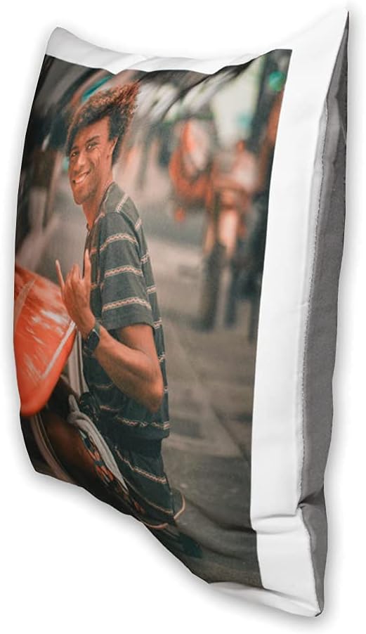 Personalisiertes Kissen mit Foto & Text – 40x40 cm, grau, für Paare