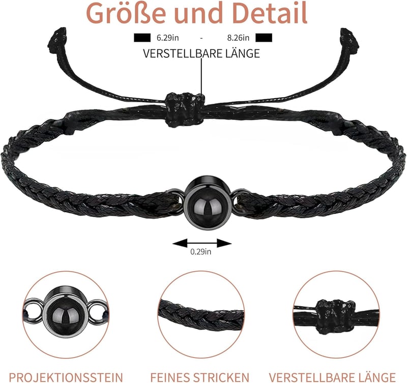 Personalisiertes Foto-Armband aus Stein für Männer und Frauen zum Geburtstag