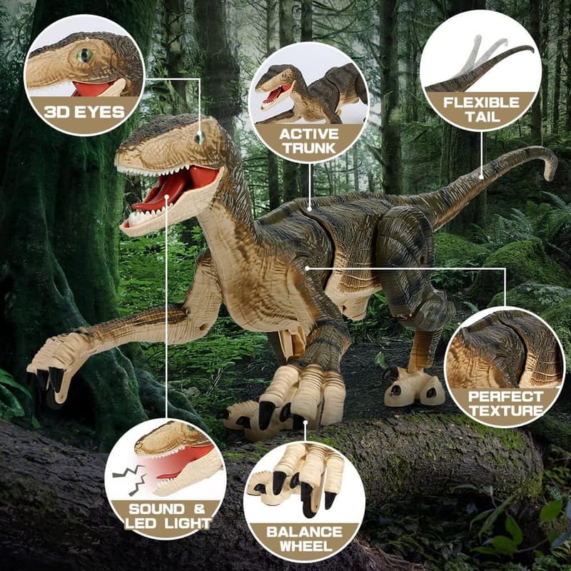 Ferngesteuerter Velociraptor mit LED-Licht für Jungen ab 3 Έτη