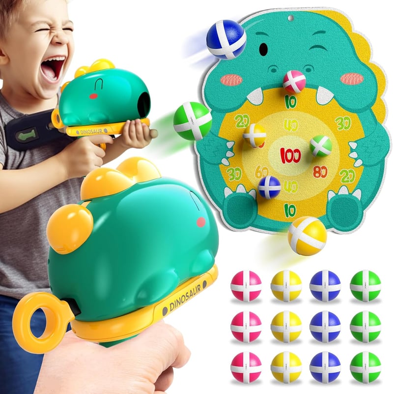 Dinosaurier Dartscheibe mit 12 Klebebällen – Wurfspiel für Kinder ab 3 Έτη