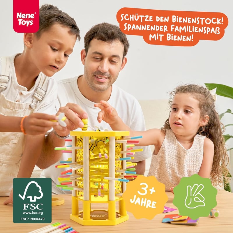 Montessori Lernspiel BEEFALL – 4-in-1 Holzspielzeug für Kinder ab 3 Jahren