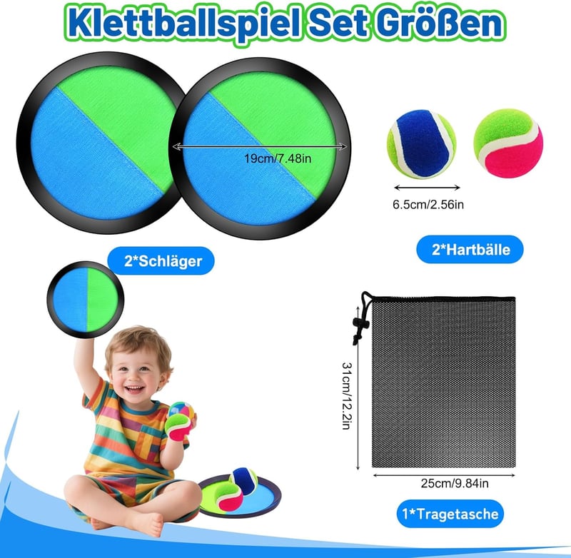Klettballspiel-Set für Kinder ab 3 Jahren – Wurf- und Fangspiel für draußen