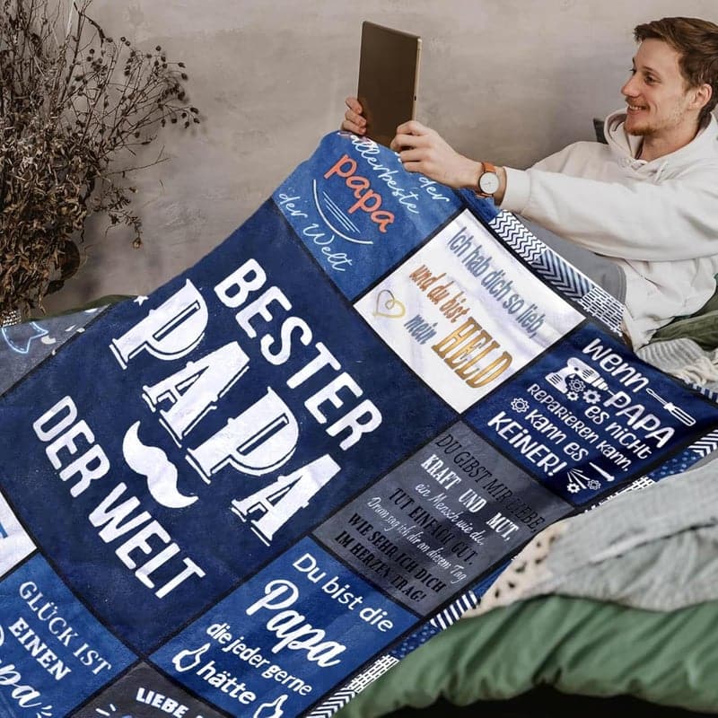 Personalisierte Flanell-Schlafdecke für Papa – Ideales Vatertagsgeschenk