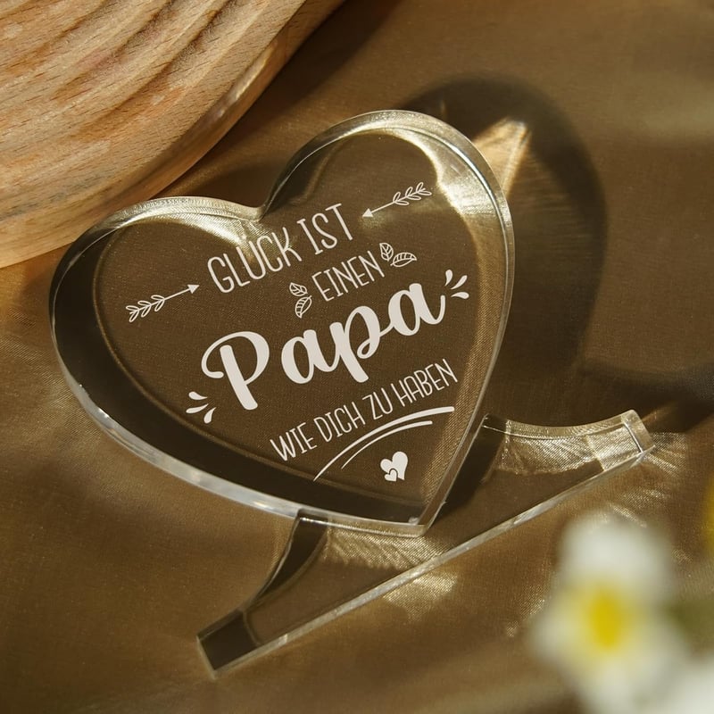 Personalisierte Herz-Acryl-Dekoration für Papa zum Vatertag