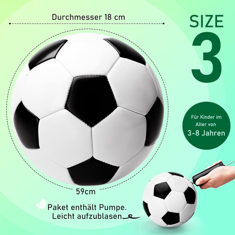 Fußballspielzeug Set für Kinder (Größe 3) mit Pumpe und Netz