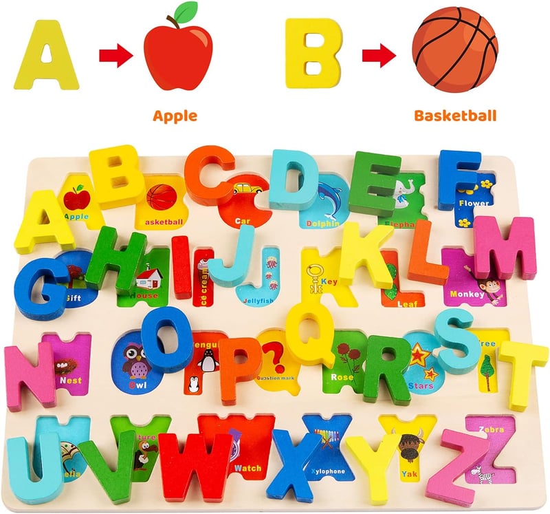 Montessori Holzpuzzle für Kleinkinder – Buchstaben & Zahlen (3er-Set)