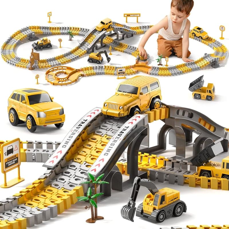 Autorennbahn Set für Kinder ab 3 Jahren – 236 Teile mit 6 Autos, Geburtstagsgeschenk