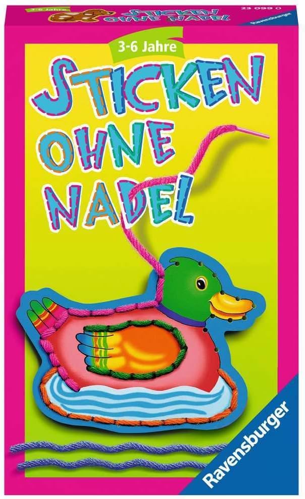 Ravensburger Sticken ohne Nadel - Kompaktes Mitbringspiel für Kinder ab 3 Jahren