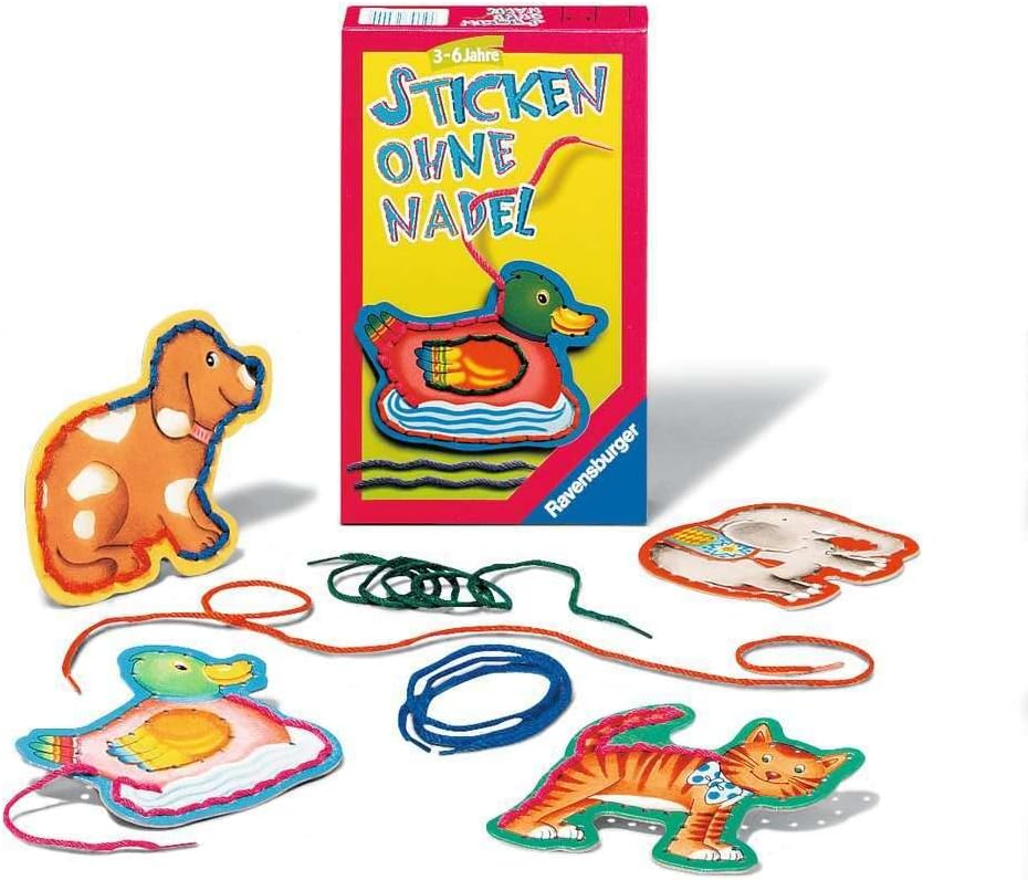 Ravensburger Sticken ohne Nadel - Kompaktes Mitbringspiel für Kinder ab 3 Jahren