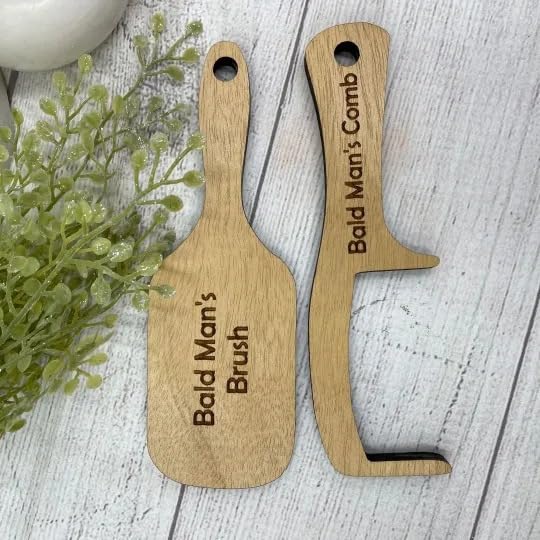 Lustiger Geschenkkamm für glatzköpfige Männer, Geschenkset Braun