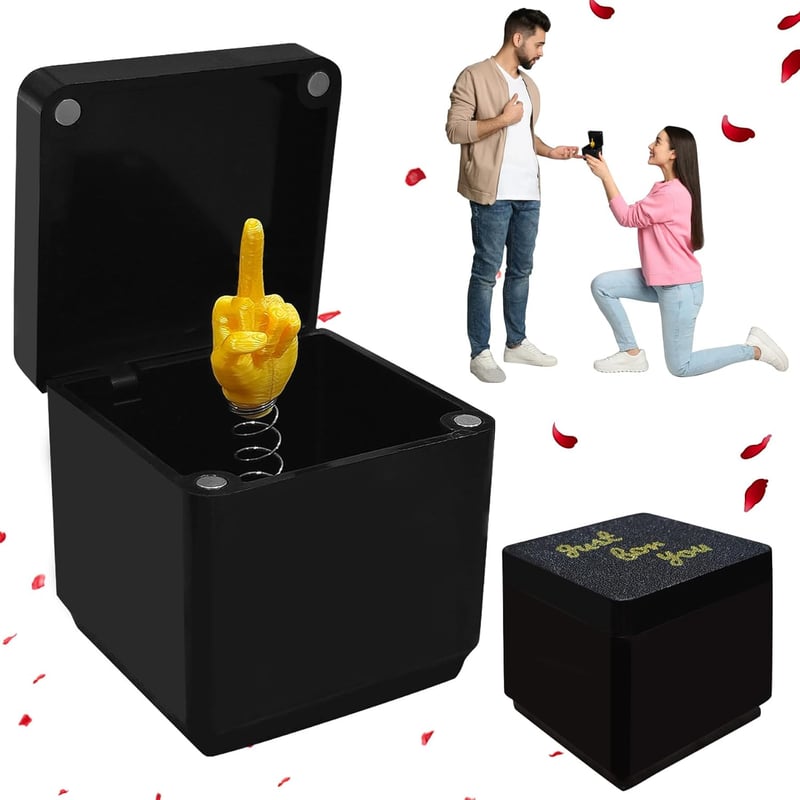 Überraschungs-Box mit Mittelfinger für Valentinstag geschenkidee