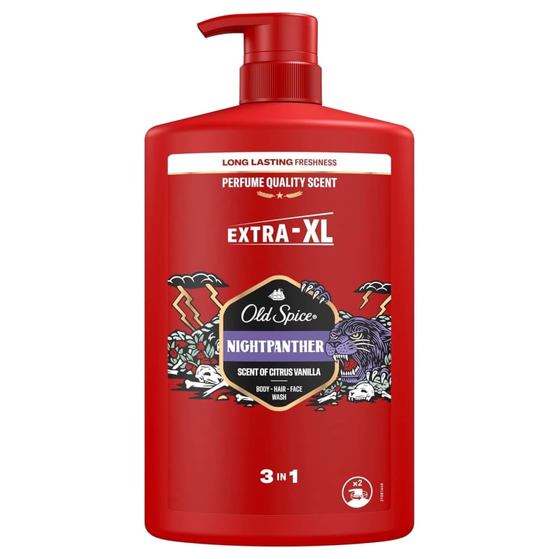 Old Spice Night Panther 3-in-1 Shampoo 1000 ml für Männer, Duft & Frische