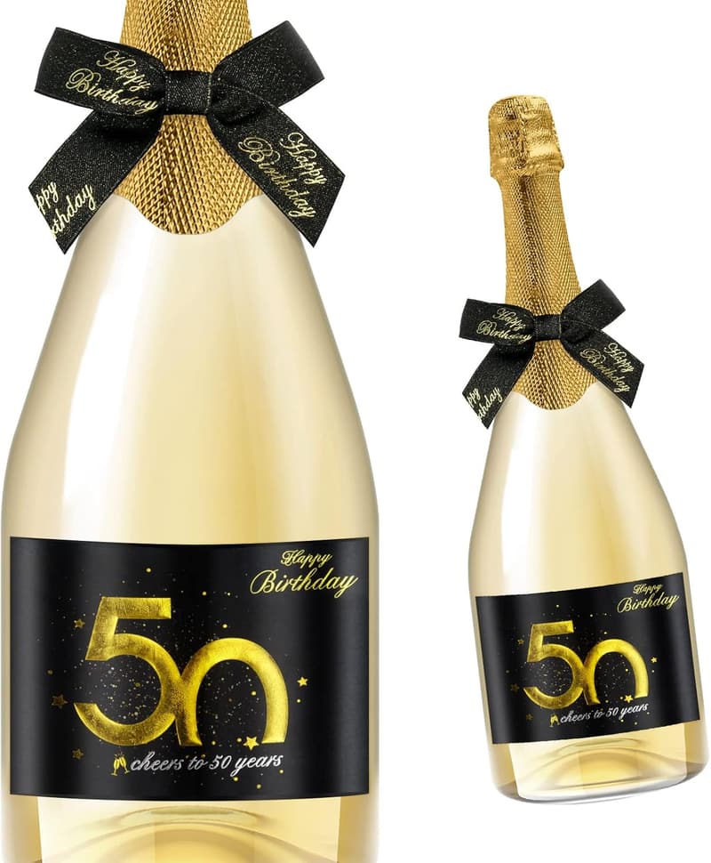 Personalisierte Flaschenetiketten für 50. Geburtstag – 2 Stück, selbstklebend