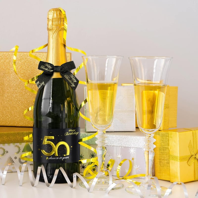 Personalisierte Flaschenetiketten für 50. Geburtstag – 2 Stück, selbstklebend