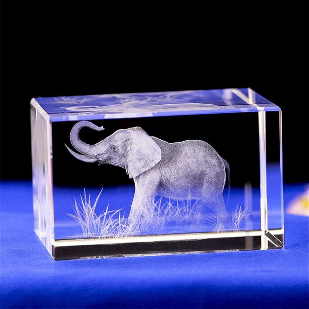3D-Lasergravierte Kristall-Elefantenfigur zur Dekoration für Männer