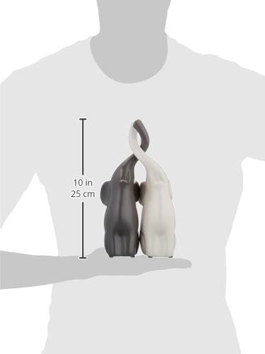 Verliebte Elefanten Dekoration aus Keramik, 25,5 cm – Pärchen in Beige & Grau