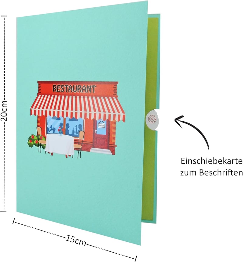 Einladungskarte Pop Up® 3D - Restaurantbesuch, Gutschein oder Geldgeschenk