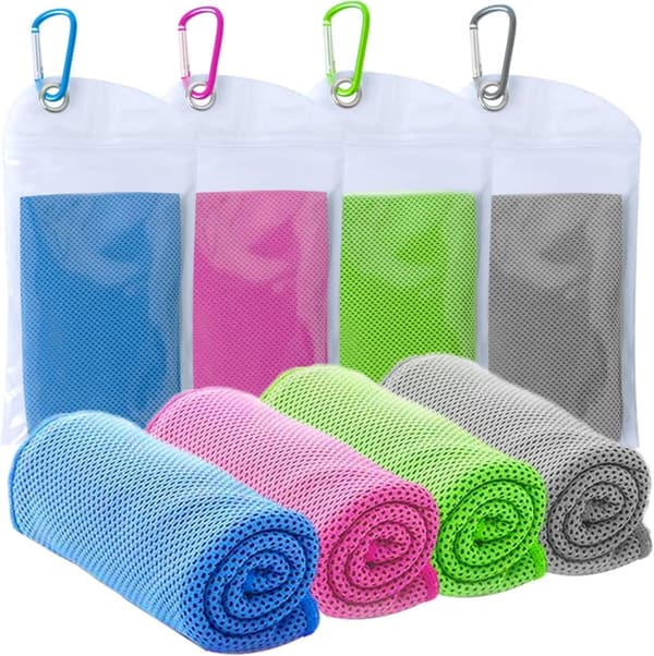 Kühlende Handtücher für Outdoor-Sport, 4er Set, Blau-Grau-Rot-Grün