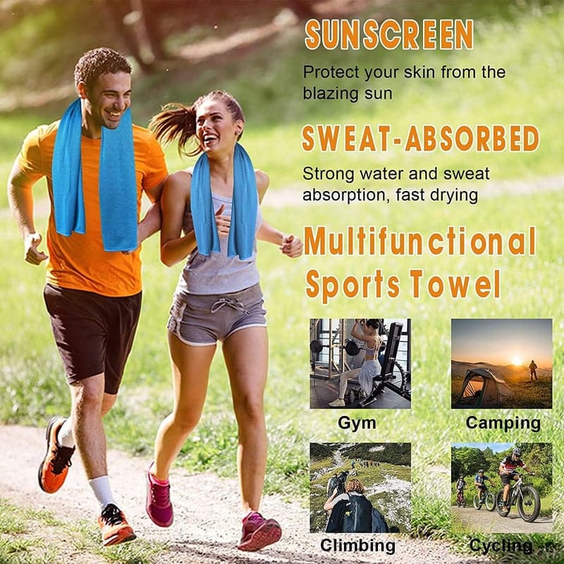 Kühlende Handtücher für Outdoor-Sport, 4er Set, Blau-Grau-Rot-Grün