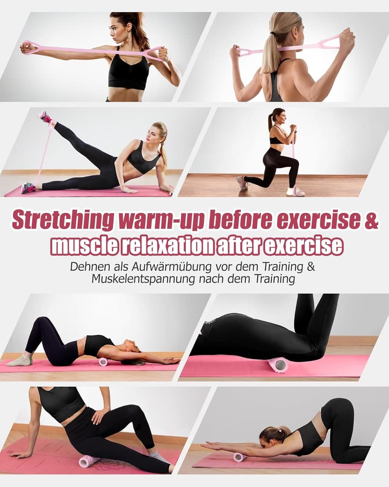 Pilates Bar Set mit 6 Fitnessbändern und Türanker für Yoga & Stretching