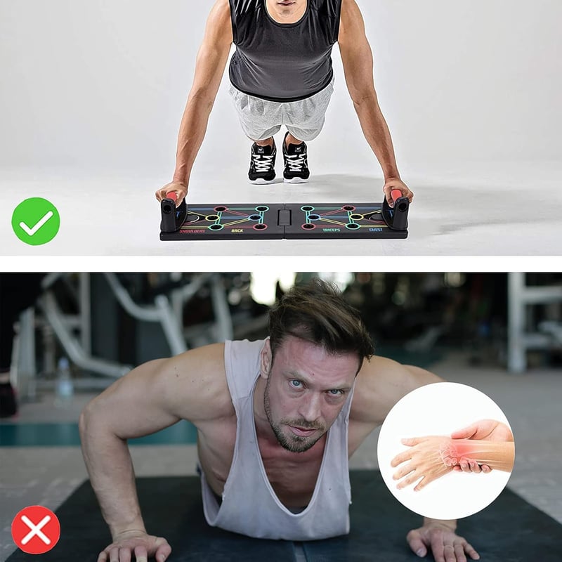 Faltbares Push-Up Board mit 12 Funktionen und Schutzhandschuhen