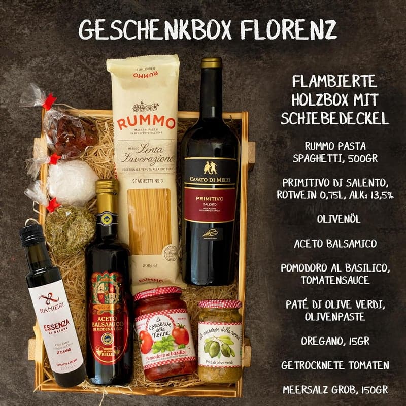 Geschenkkorb „Florenz“ mit Wein & italienischen Spezialitäten für Paare