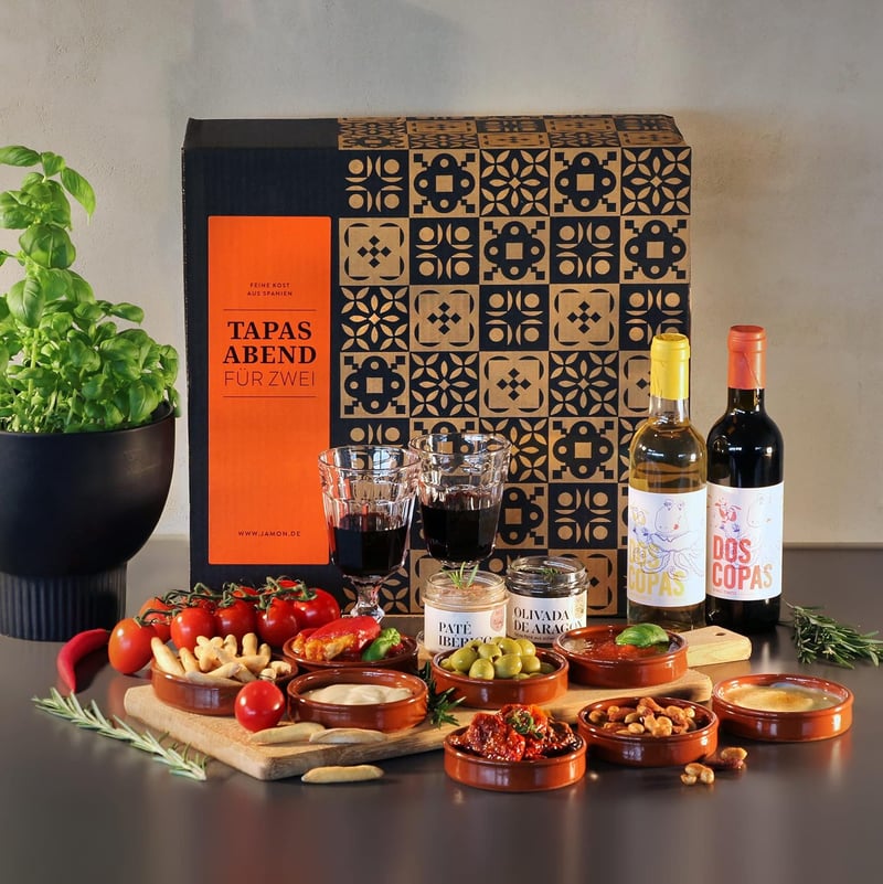 Tapas-Abend Geschenkkorb für Paare - Feinkost von jamon.de