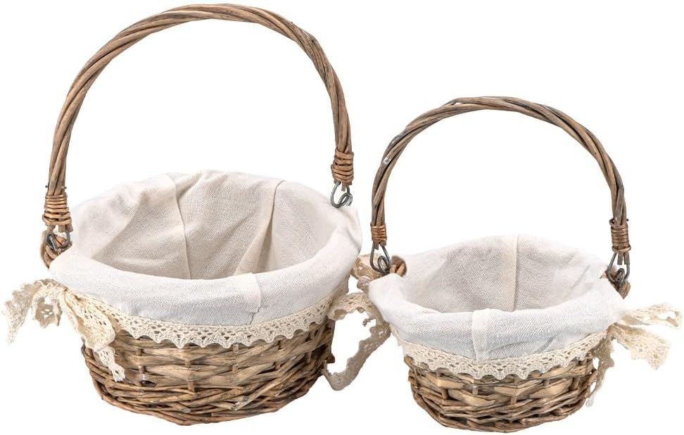 Weidenkorb mit Stoff für Deko und Geschenke - 2 Größen - Shabby Chic