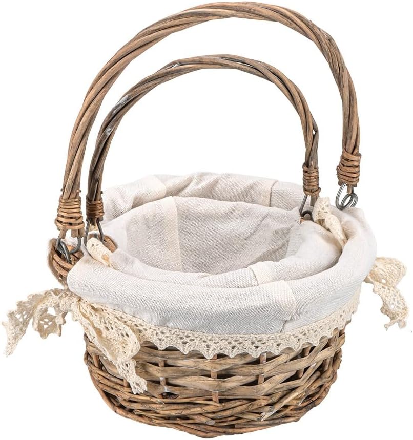Weidenkorb mit Stoff für Deko und Geschenke - 2 Größen - Shabby Chic