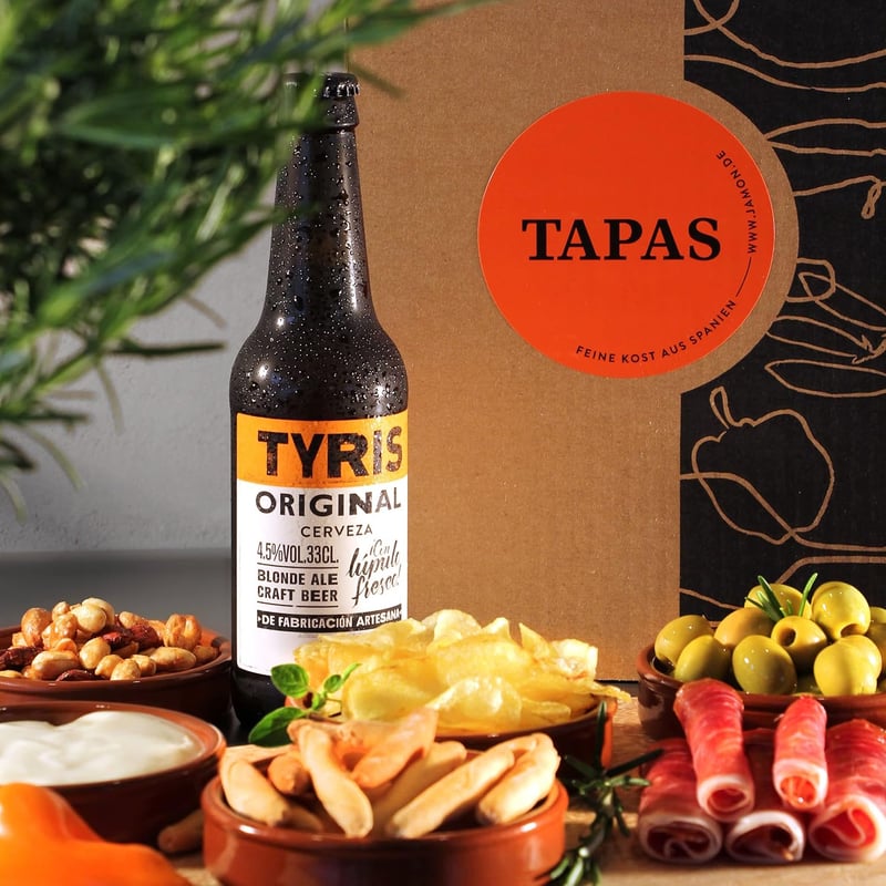 Geschenkkorb TAPAS mit Craft-Bier und Serrano-Schinken für Männer