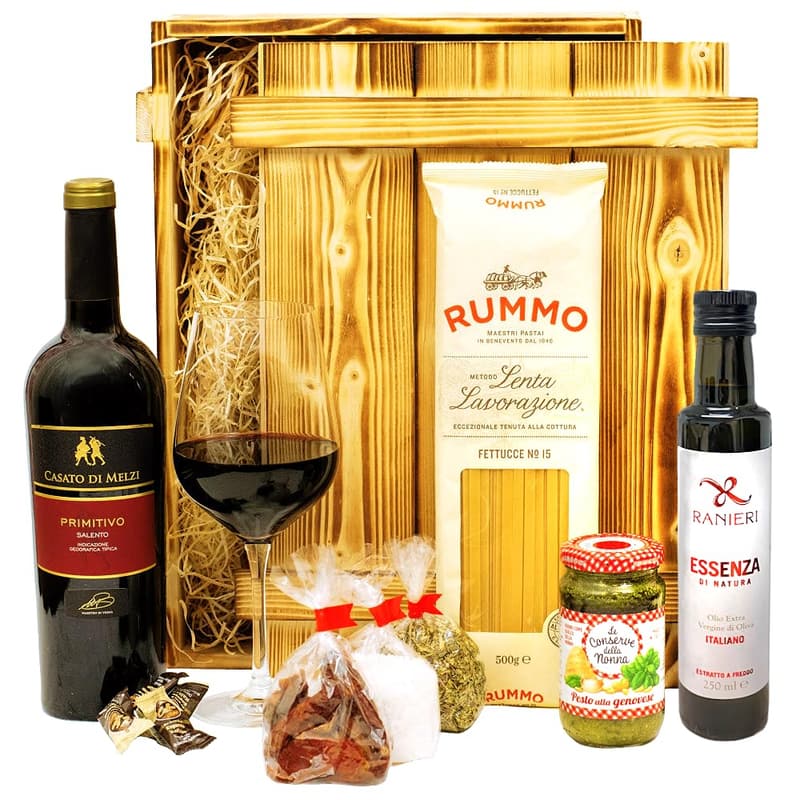 Geschenkset „Verona“ | Weinkorb mit italienischen Spezialitäten für Paare