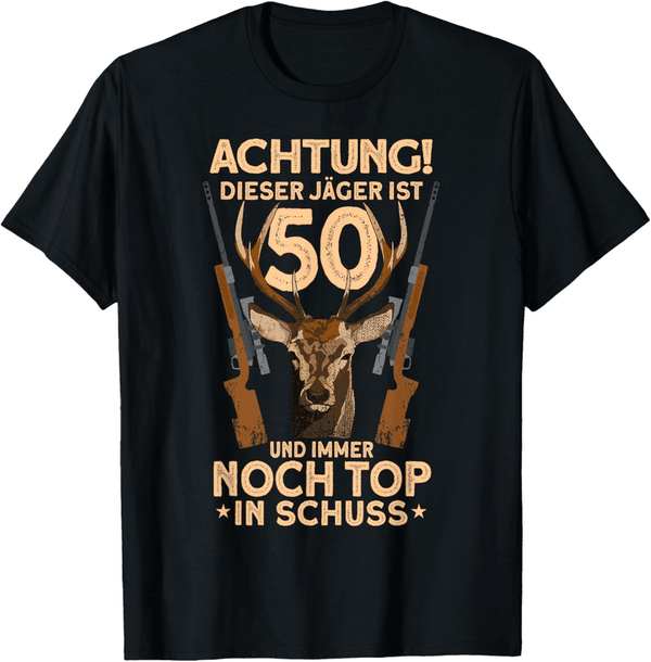 50. Geburtstag T-Shirt für Jäger mit Rehbock-Motiv