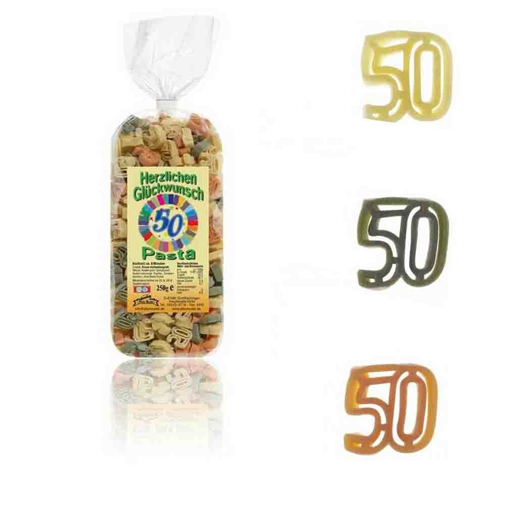 Feinkost-Set zum 50. Geburtstag mit Nudeln, Sauce und Gewürzen